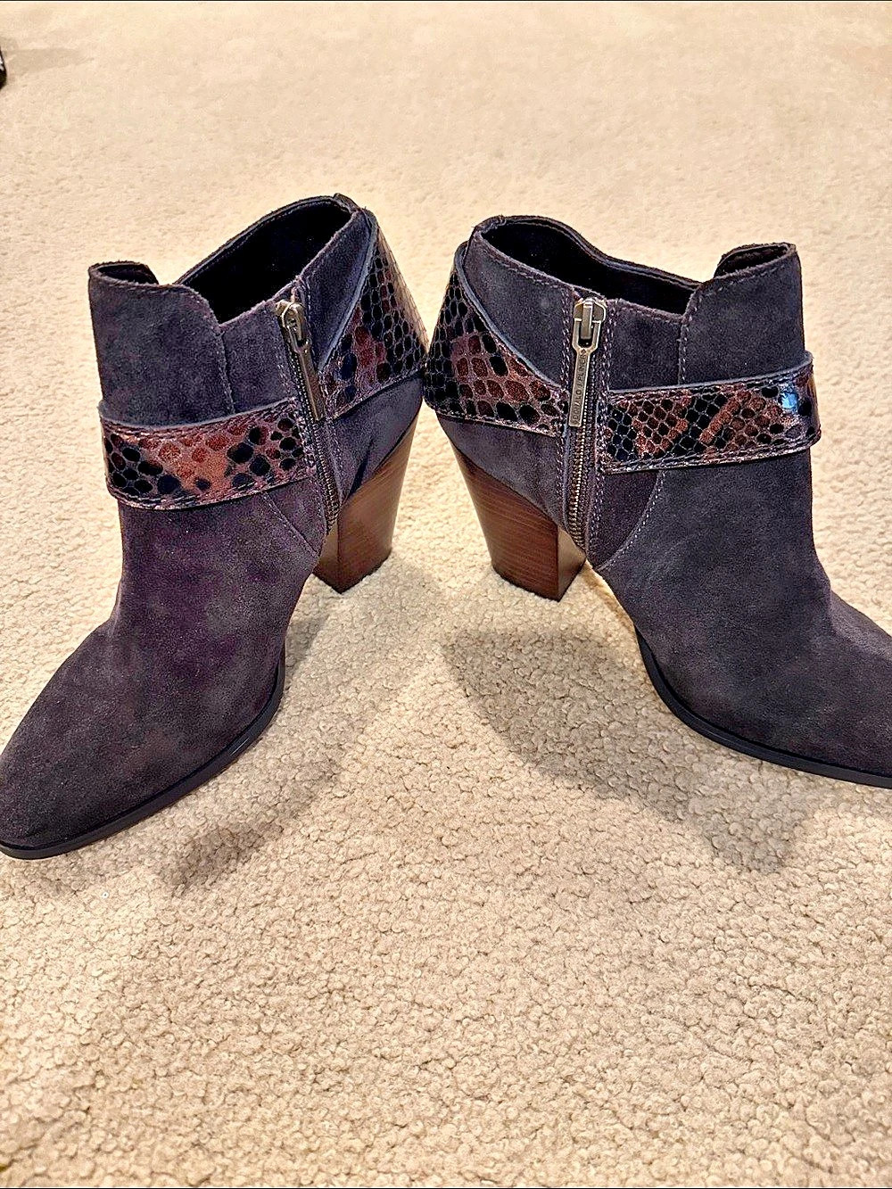 Donald J Pliner Pointed Toe Heeled Booties in Brown & Black US 9M Like New